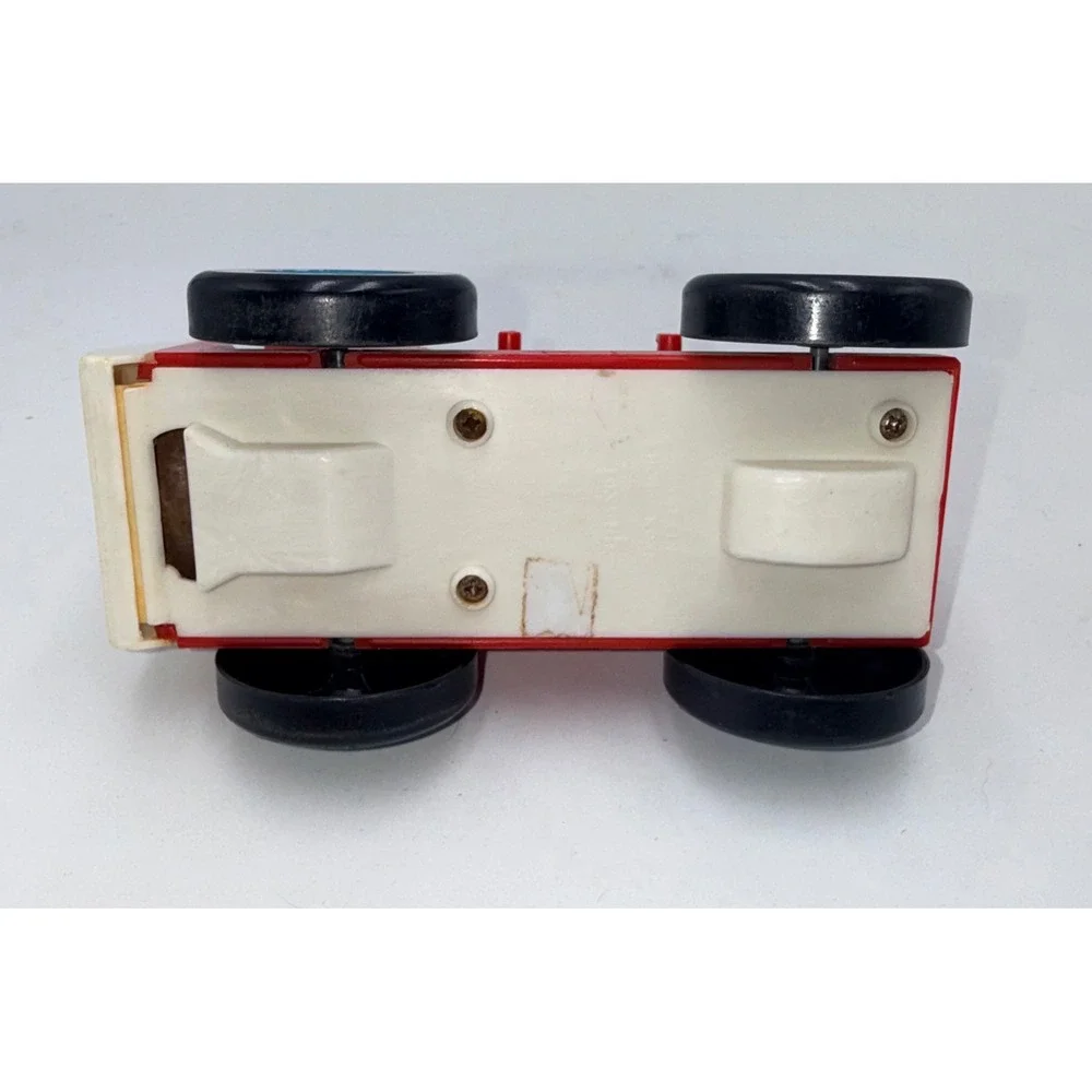Vintage Fire Truck Toy Red Fair Retro Smiling Face Firefighters Toy Ringing Bell